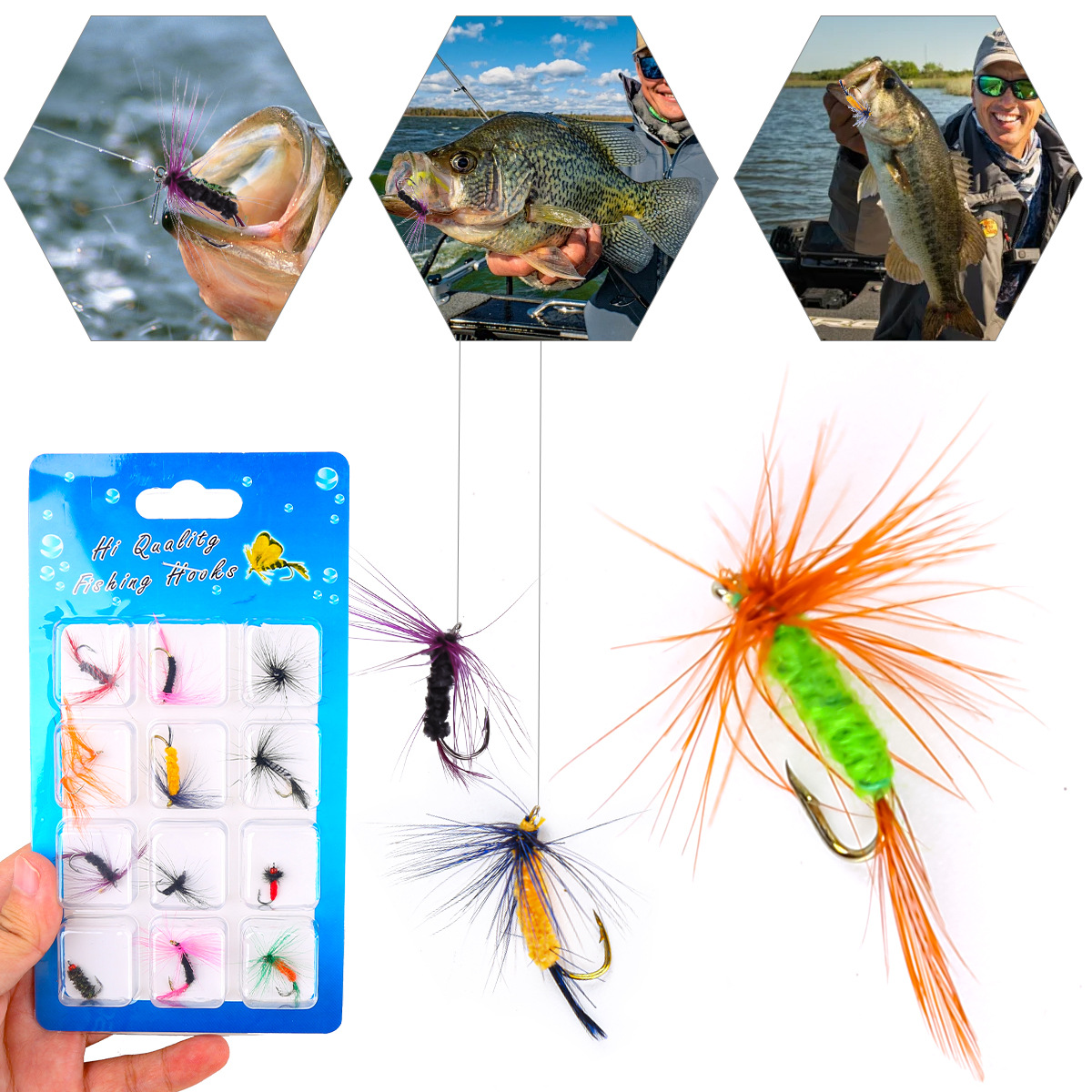 Набор из 12 нахлыстовых мушек, – обзор и цена Trout Fishing Lure